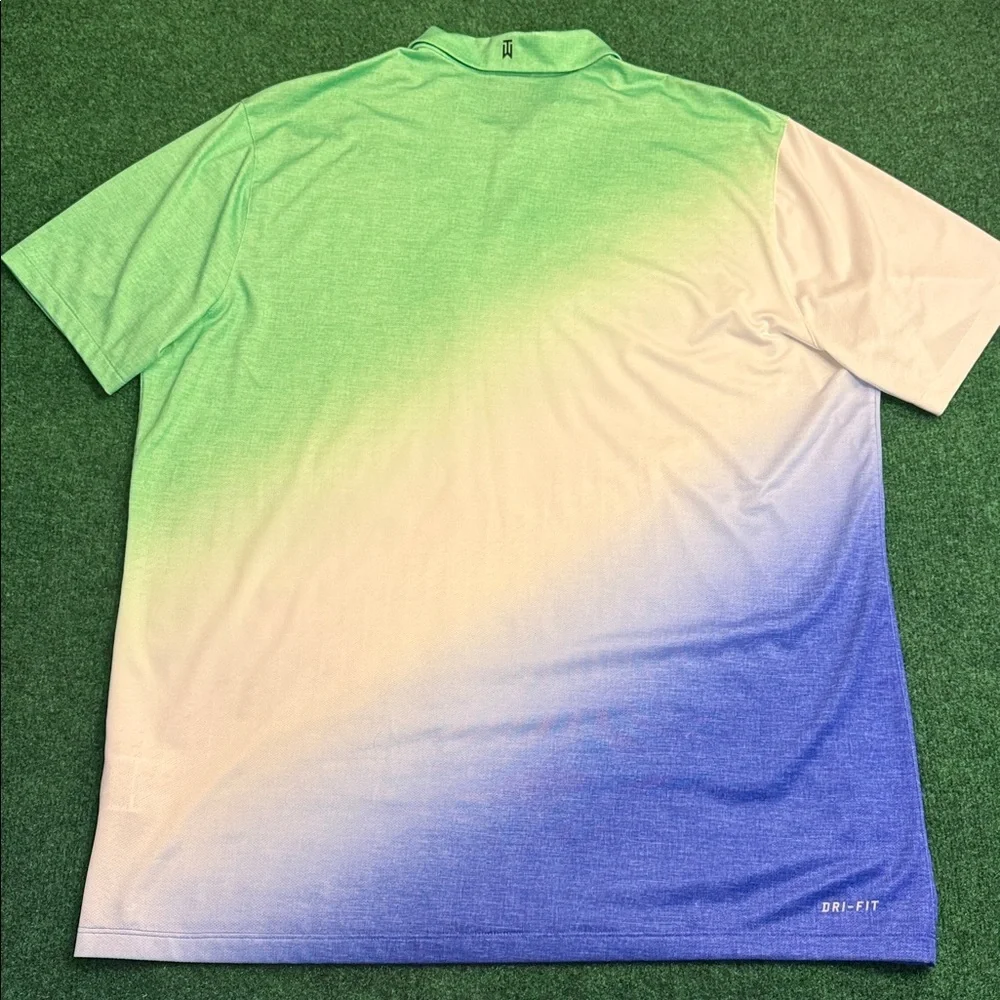 Tiger Woods Collection by Nike Mens Dri-Fit Polo (Lime Green/ Blue/ White) Sz XL - Picture 6 of 8
